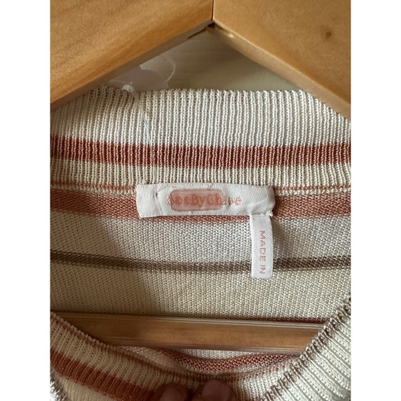 See By Chloe Striped Puff Sleeve Mock Neck Knit Top - Women's - Picture 3 of 7